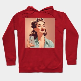 Retro Selfie Smartphone Pin Up Girl Hoodie